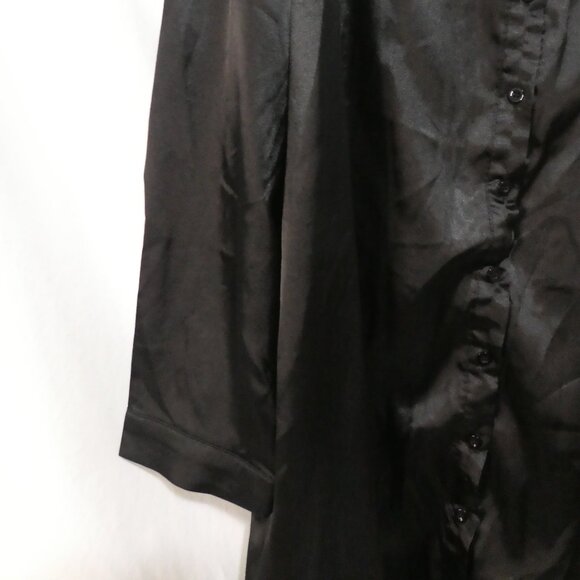 PRETTYLITTLETHING | size 18 | Elegant Black Satin Button-Up Top - Picture 6 of 14